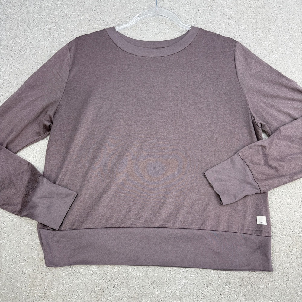 Vuori Daydream Crew Top Women Large Brown Heathered VW133 Long Sleeve Tee